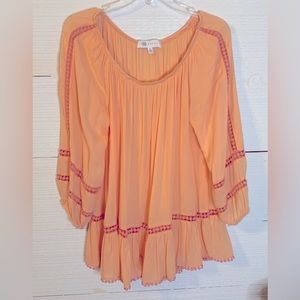 3/4 Length Sleeve Flowing Blouse by Fever. Size L. Color peach.